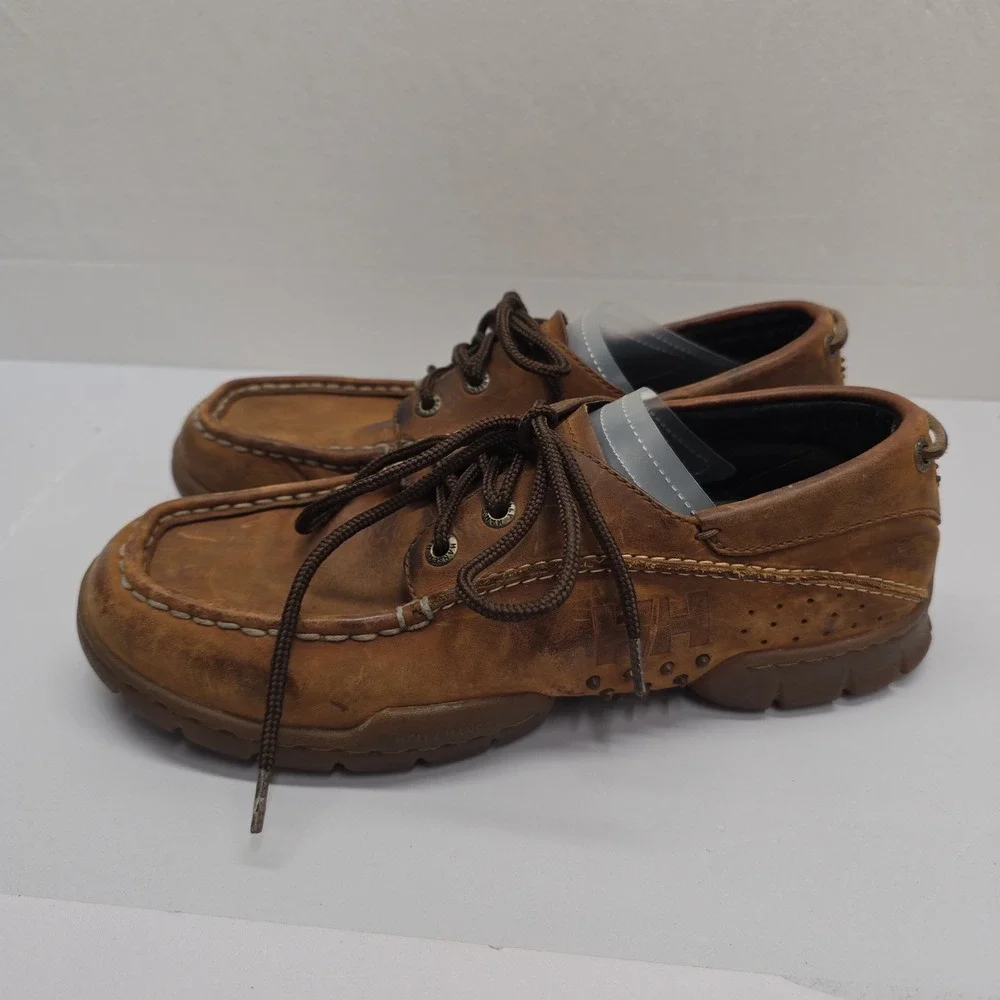 Helly Hansen Mens Brown Leather Boat Shoes Moccasin Toe Size 9 US 11467